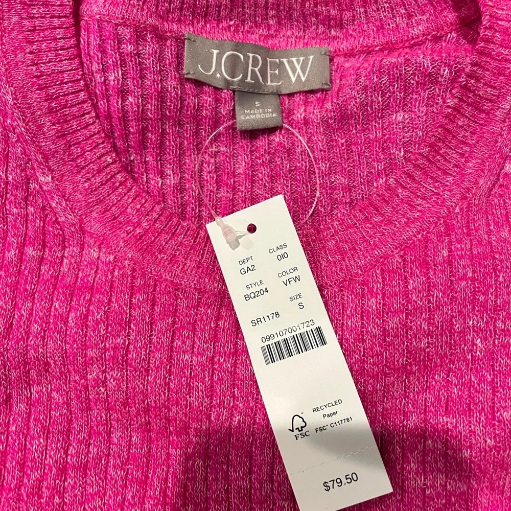 NWT J.Crew Hot Pink Crew Neck Shirt Size Small